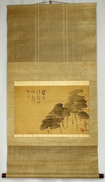 井上士朗自画賛句幅　鴬の句　井上士朗