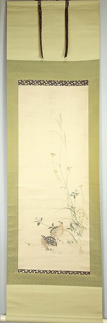 森村宜稲画幅　鶉　森村宜稲